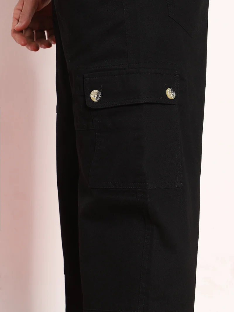 Urbano Fashion  Urbano Fashion Men's Black Loose Baggy Fit Cargo Jogger Chino Pant with 6 Pockets Stretchable for Men | Best Price UAE